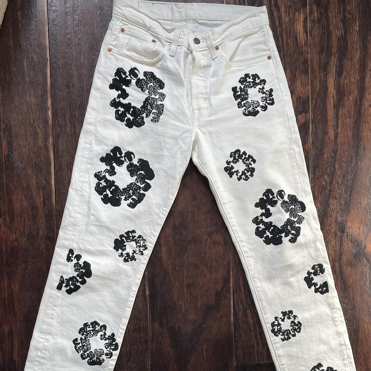 White Denim Tears jeans. fits mens & women’s. for... Depop