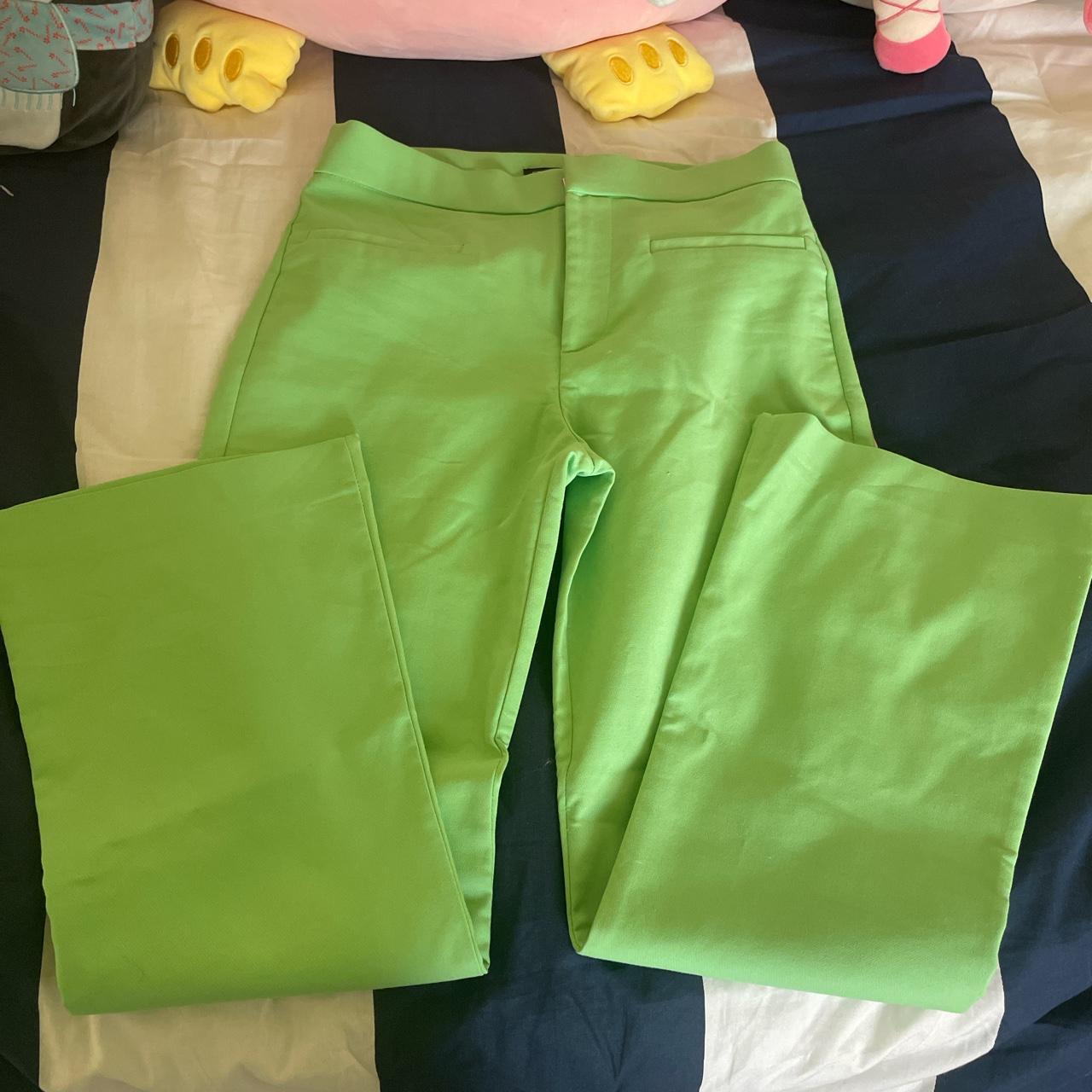Zara green wide leg pants size: small 10% if you - Depop