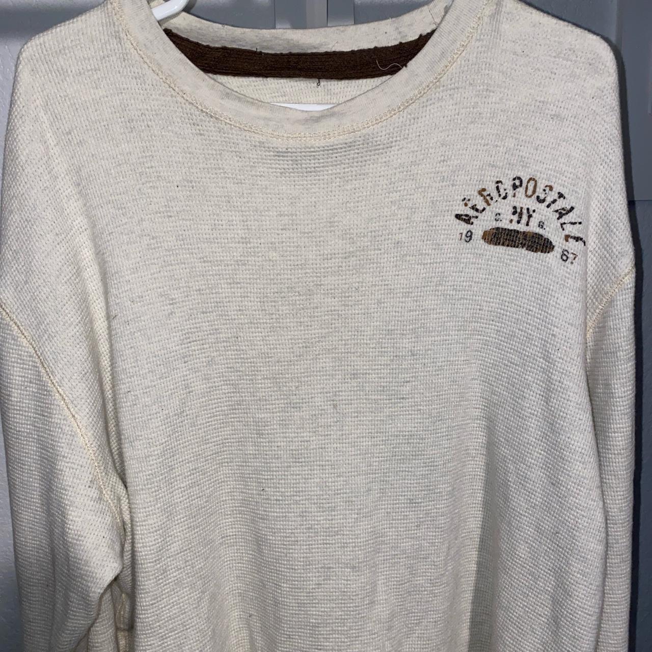 aeropostale beige grunge aesthetic long sleeved... - Depop