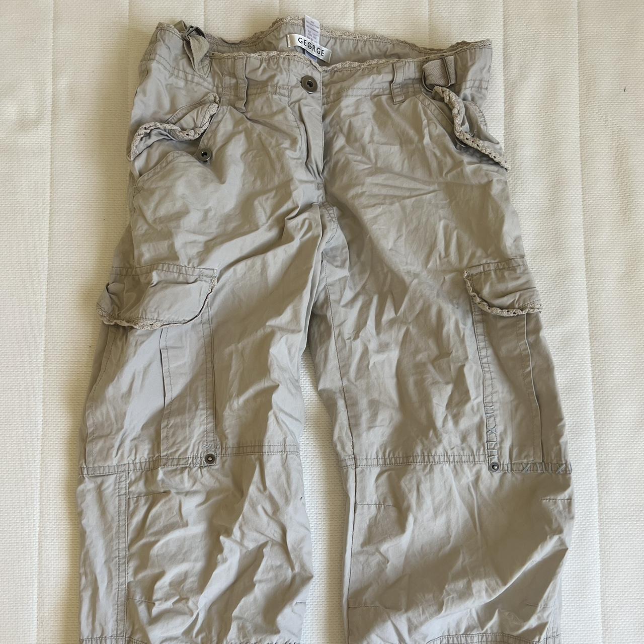 y2k 3/4 jort cargo parachute pants with adjustable... - Depop