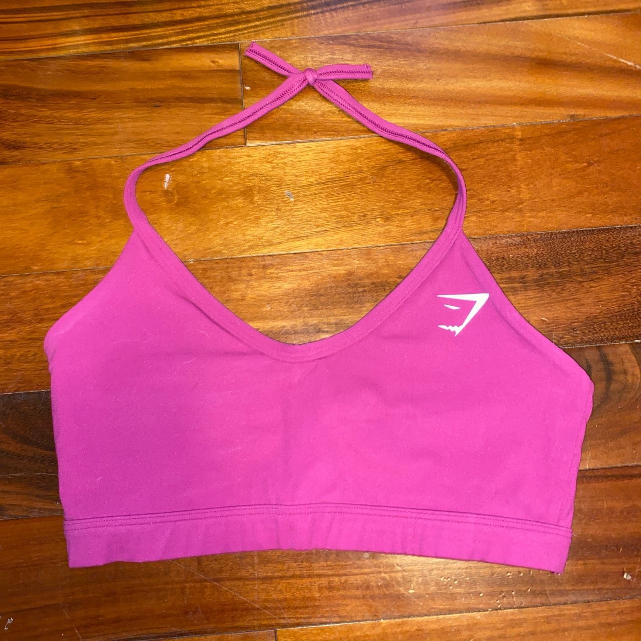 Gymshark sports bra cut into a halter Rose pink... Depop