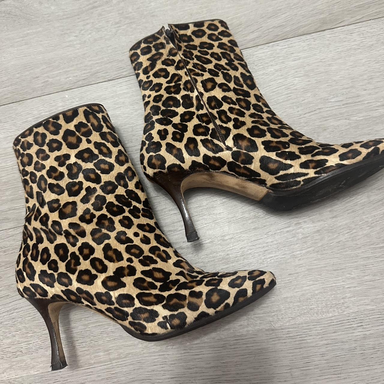High Heels Stiefeletten Leopardenmuster Animal Print Open Toe