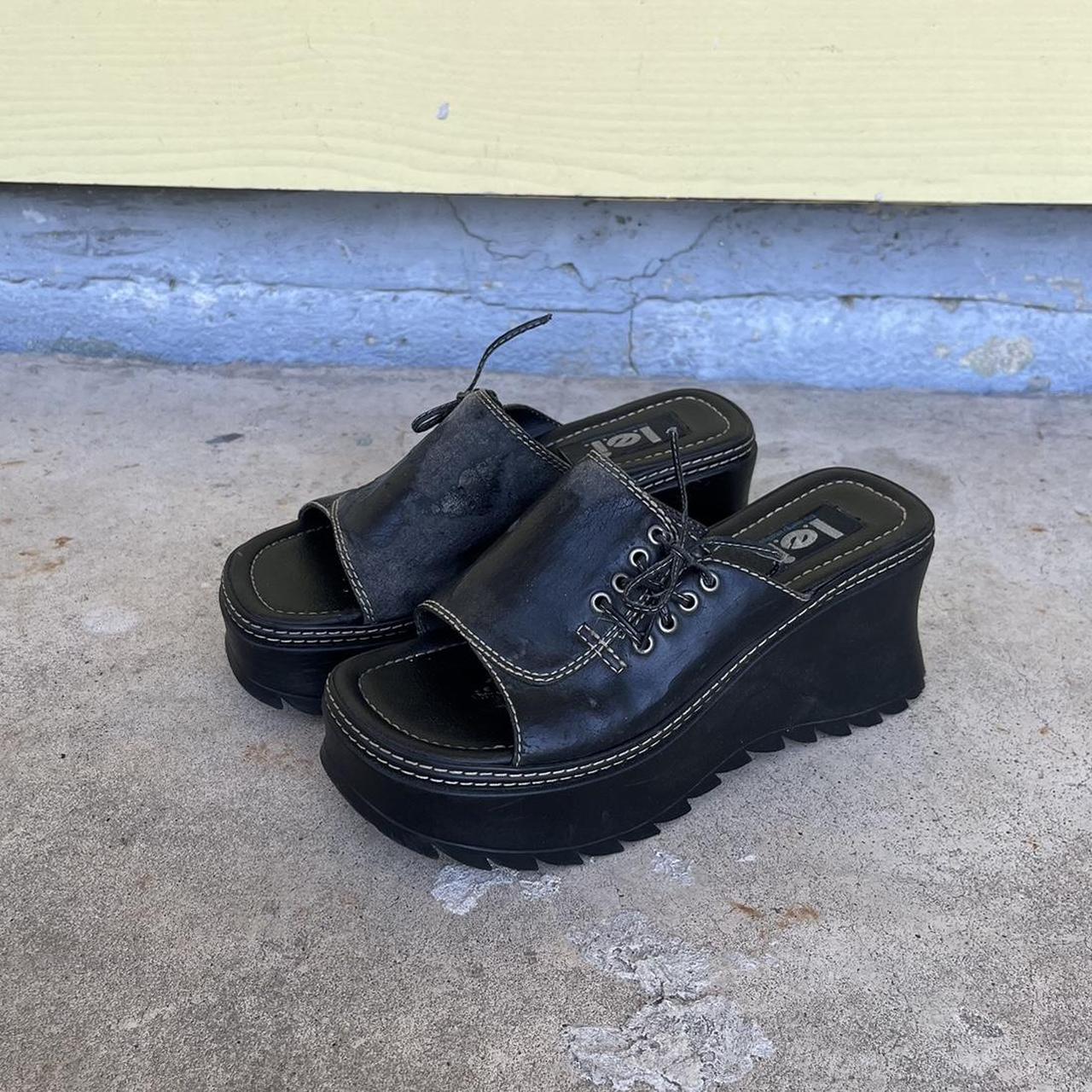 90s y2k chunky platform “iguana” sandals w lace up... Depop