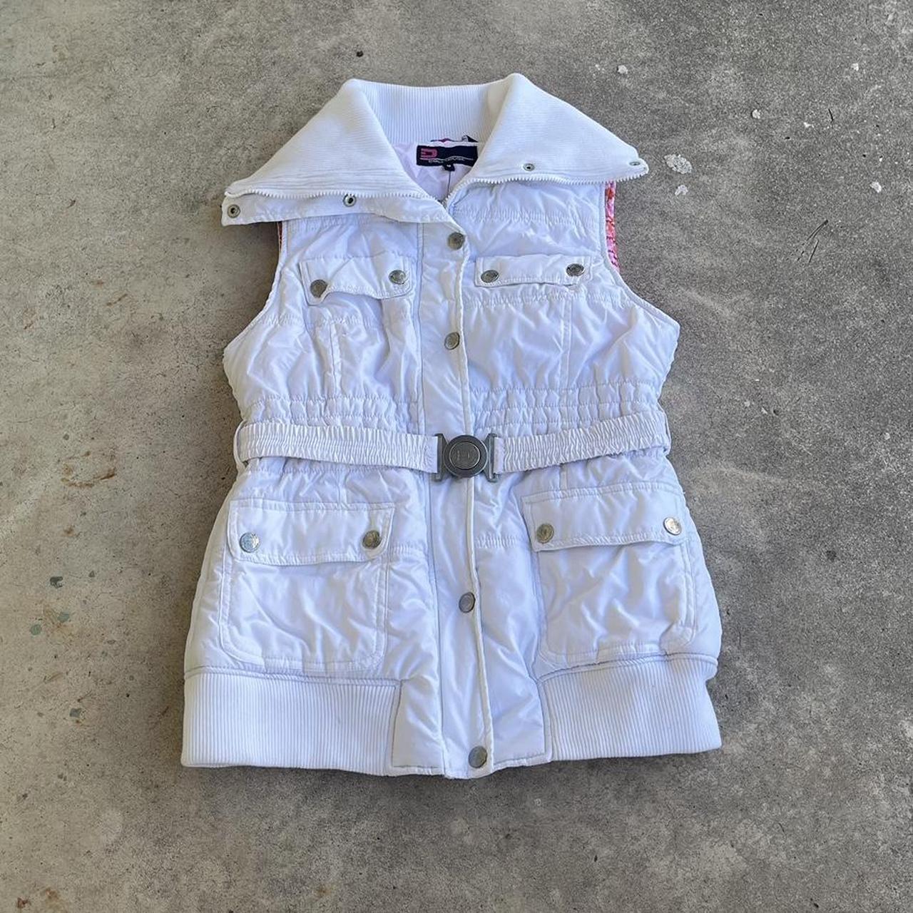 y2k dollhouse belted white puffer vest w thick fold... Depop