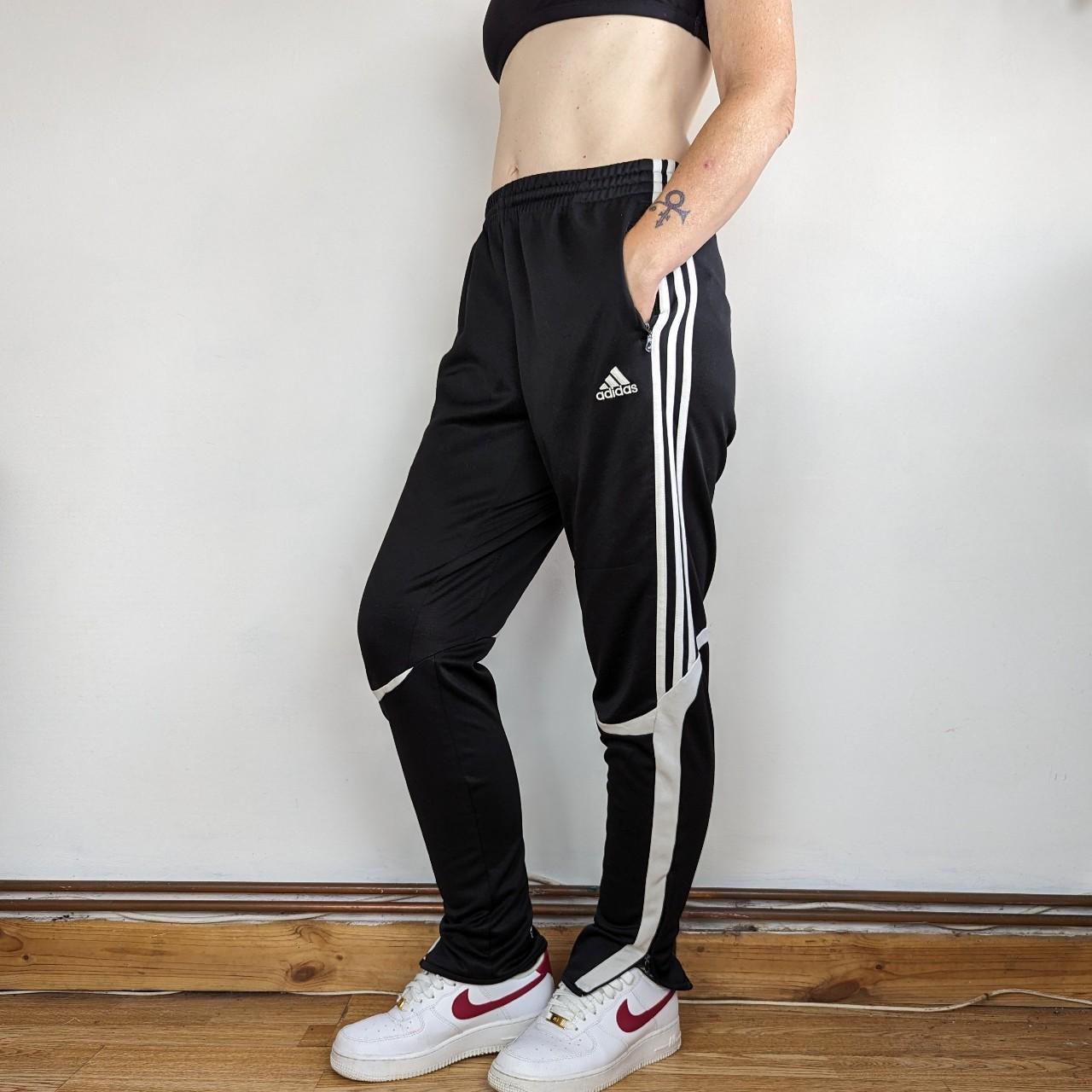 Adidas black and white joggers womens online