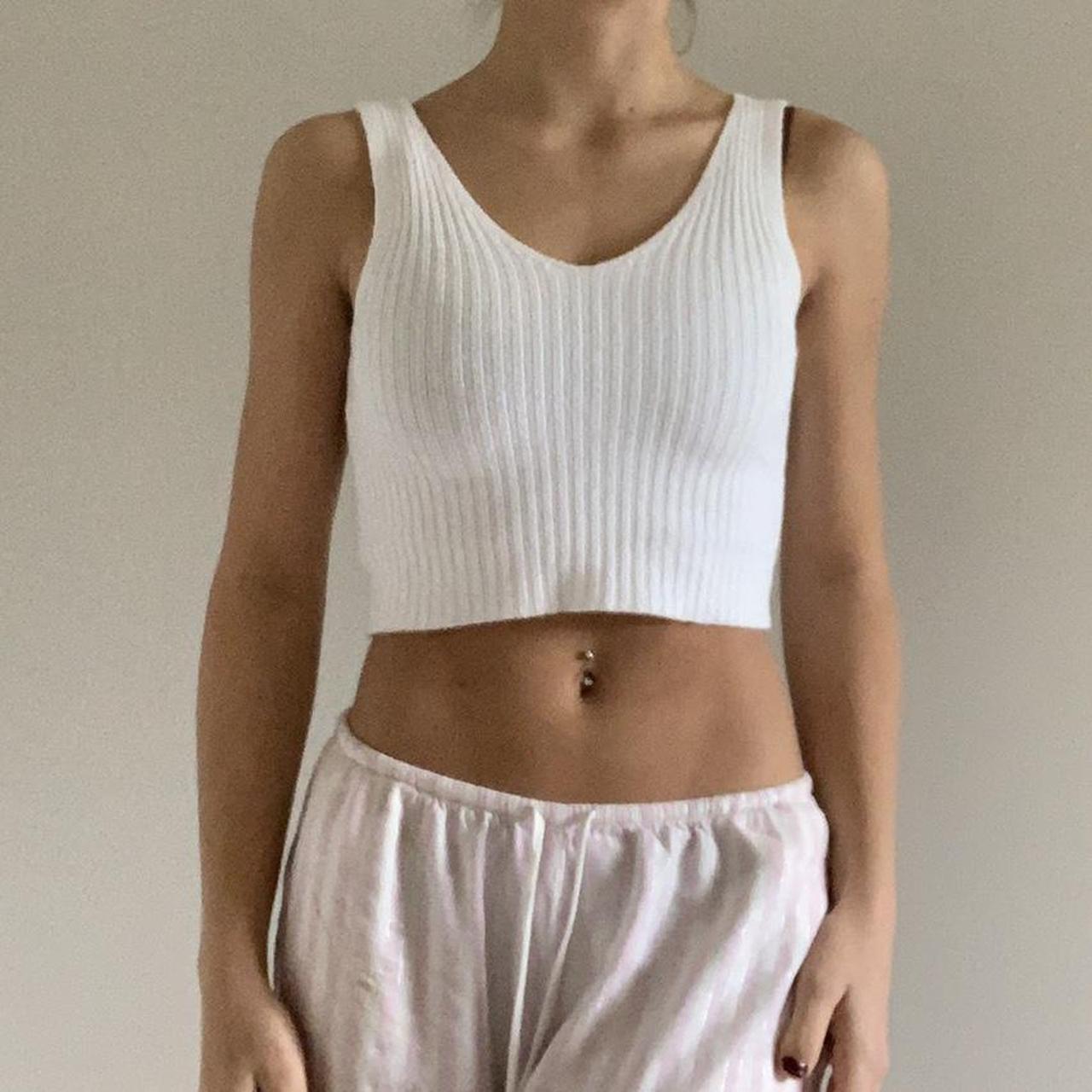white knit tank top from Brandy Melville, no tag - Depop