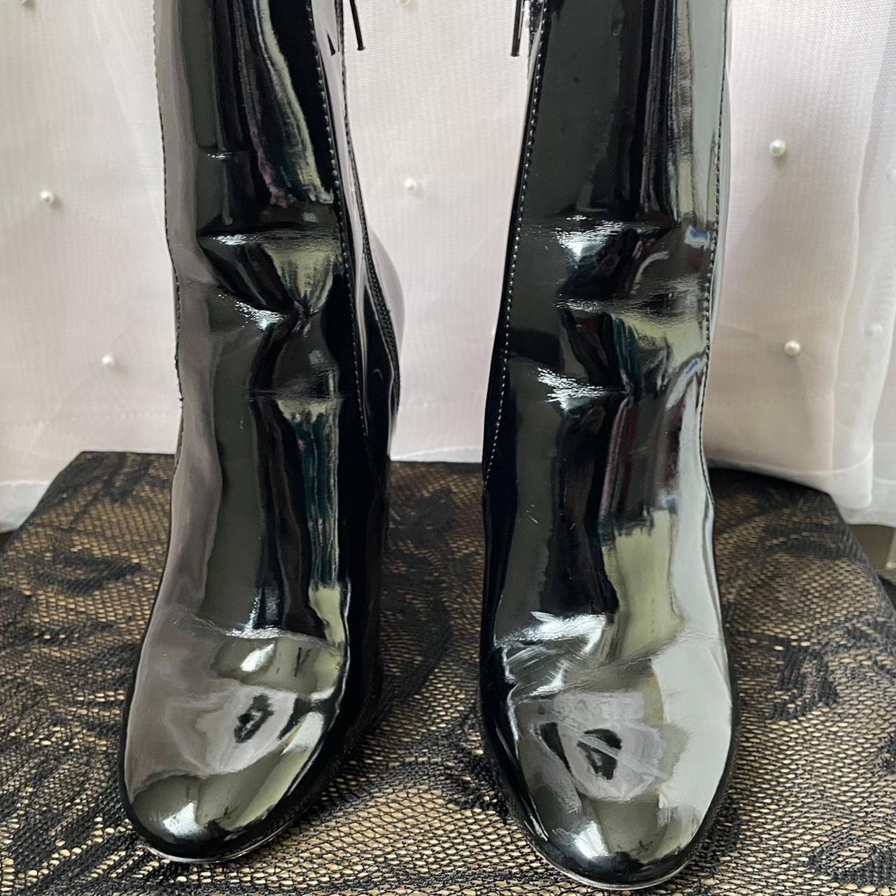 ALDO Black Shiny High Heeled Ankle Boots Condition Depop