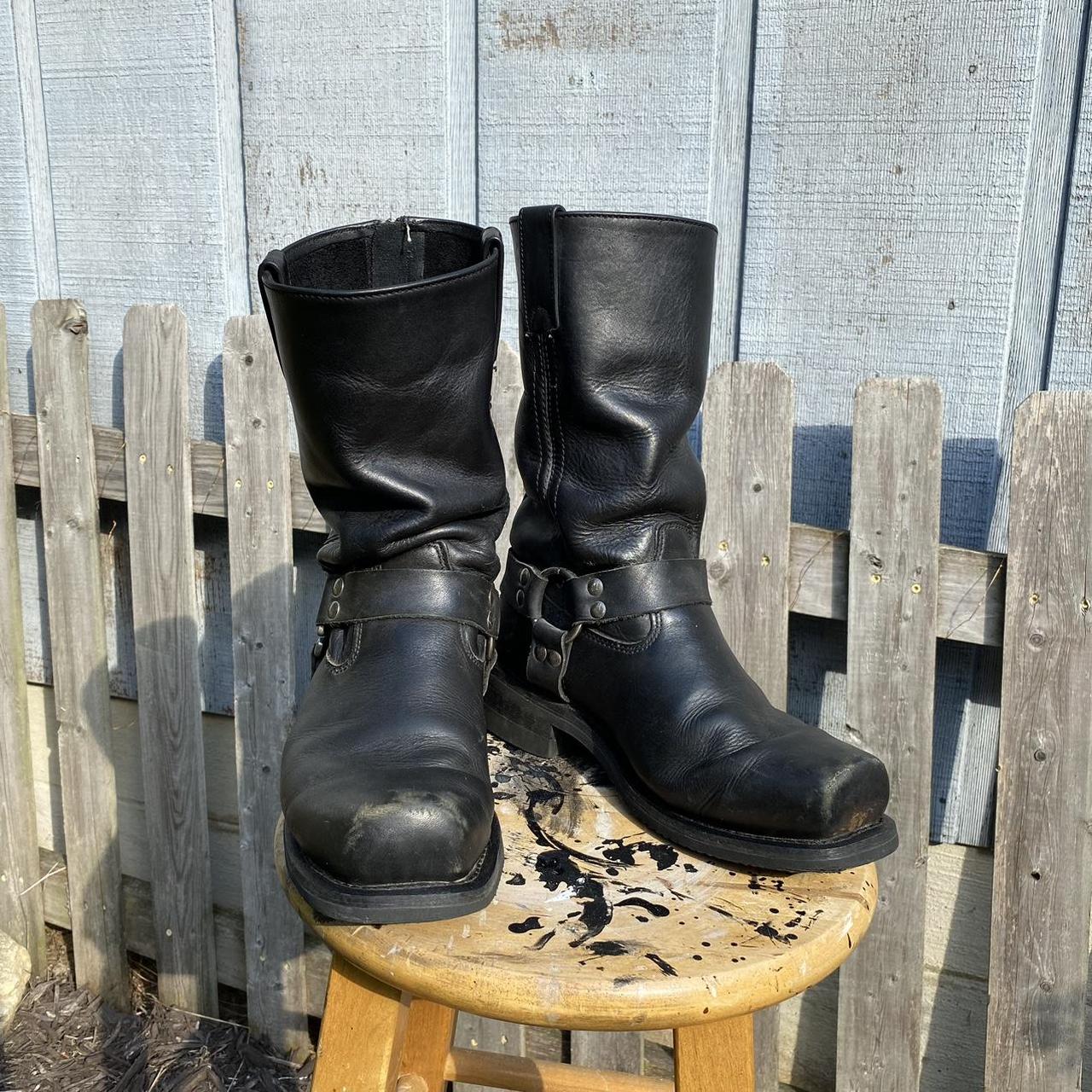 Square toe motorcycle riding boots Size men’s... Depop