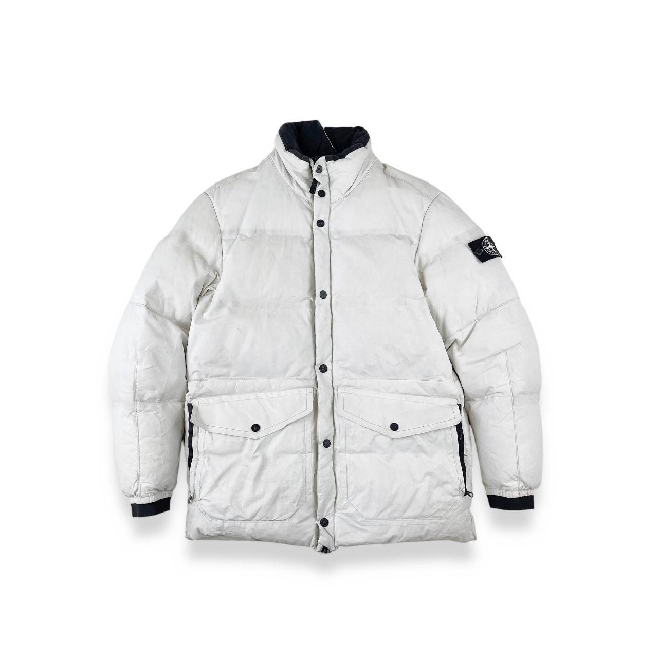 Stone island featherweight on sale leather down jacket