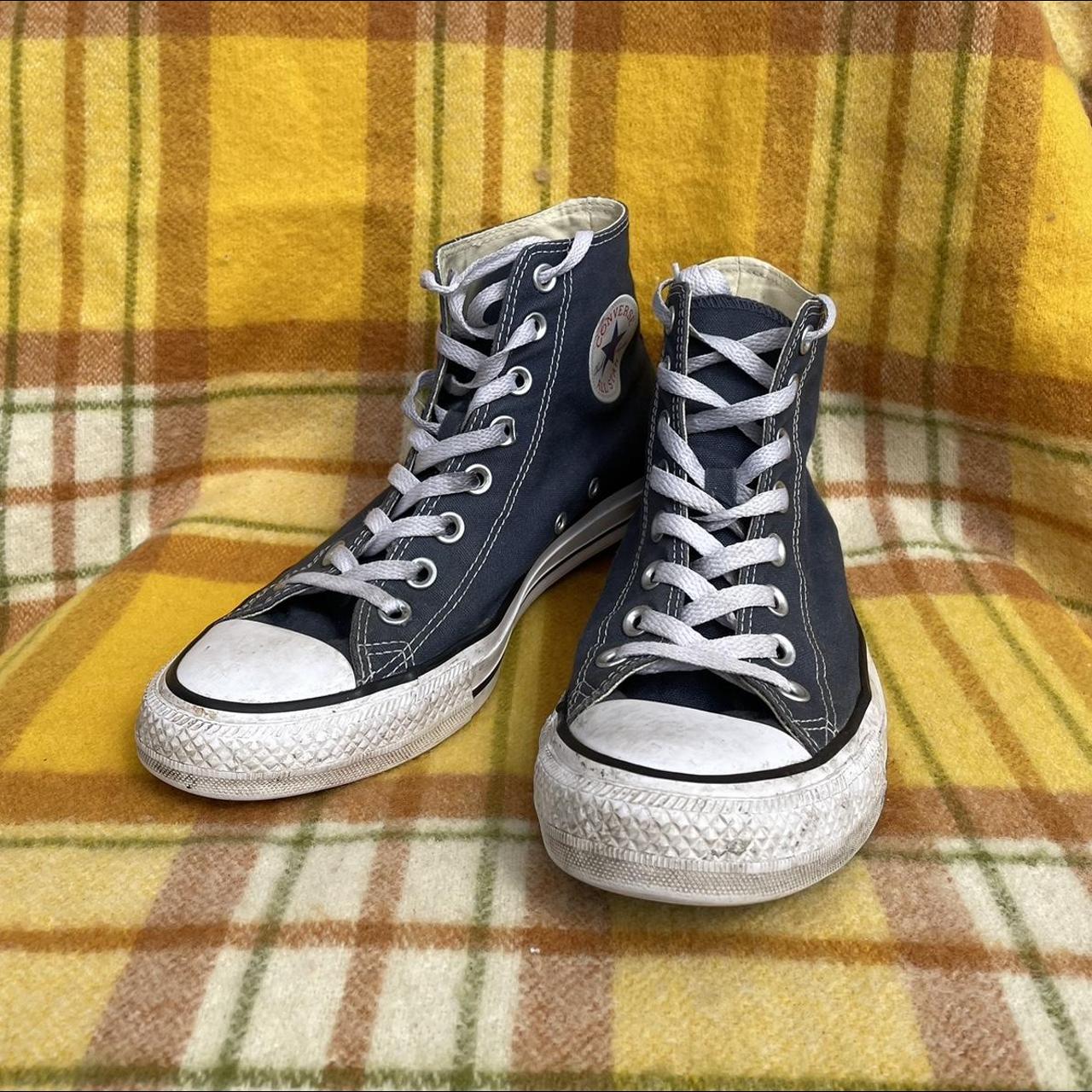 Converse High Tops. Navy Blue. Good condition but... - Depop