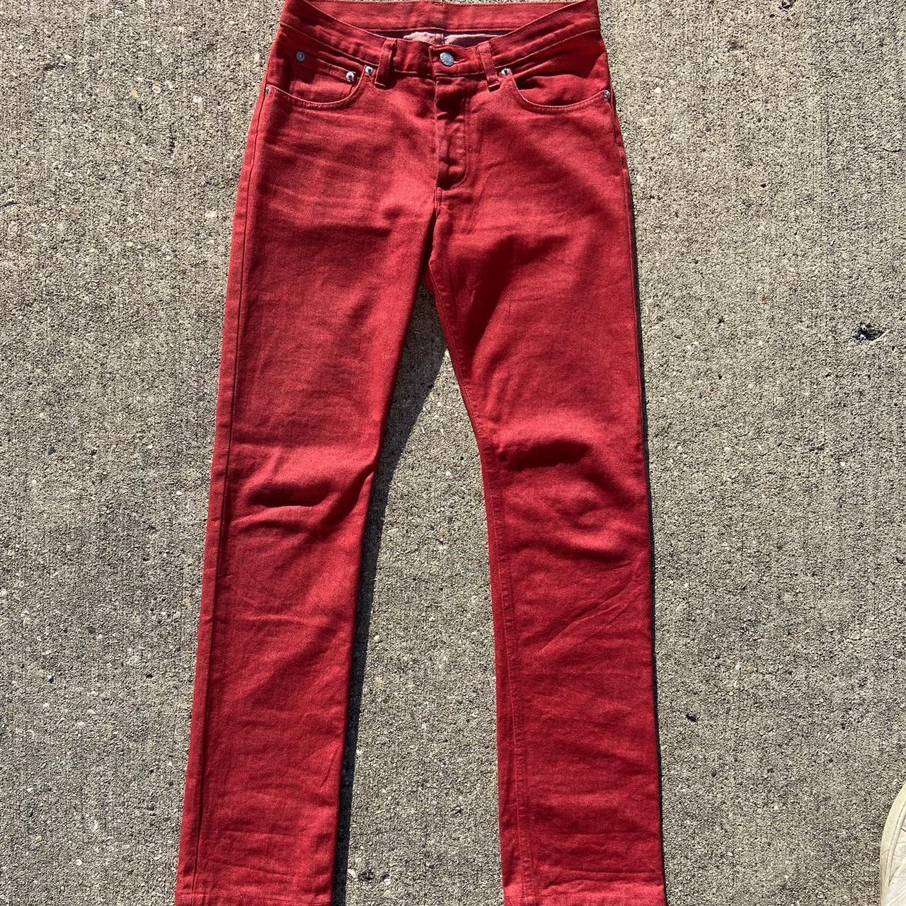 Helmut Lang 1998 Red Bootcut Jeans Legendary... Depop