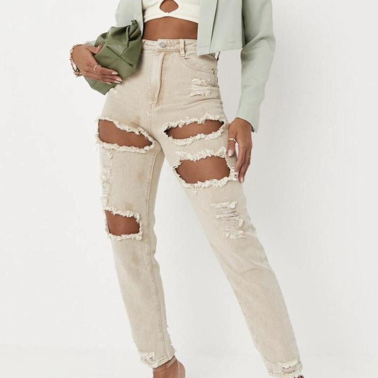Missguided Women's Cream Jeans Depop