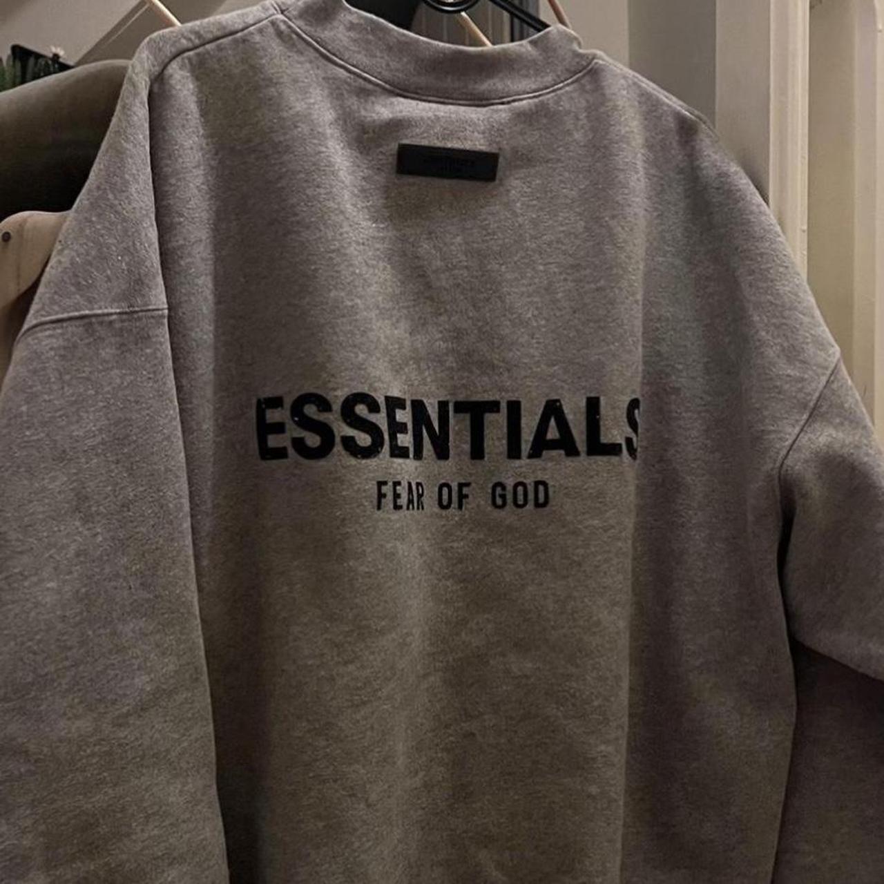 Grey Essentials Jumper - Depop