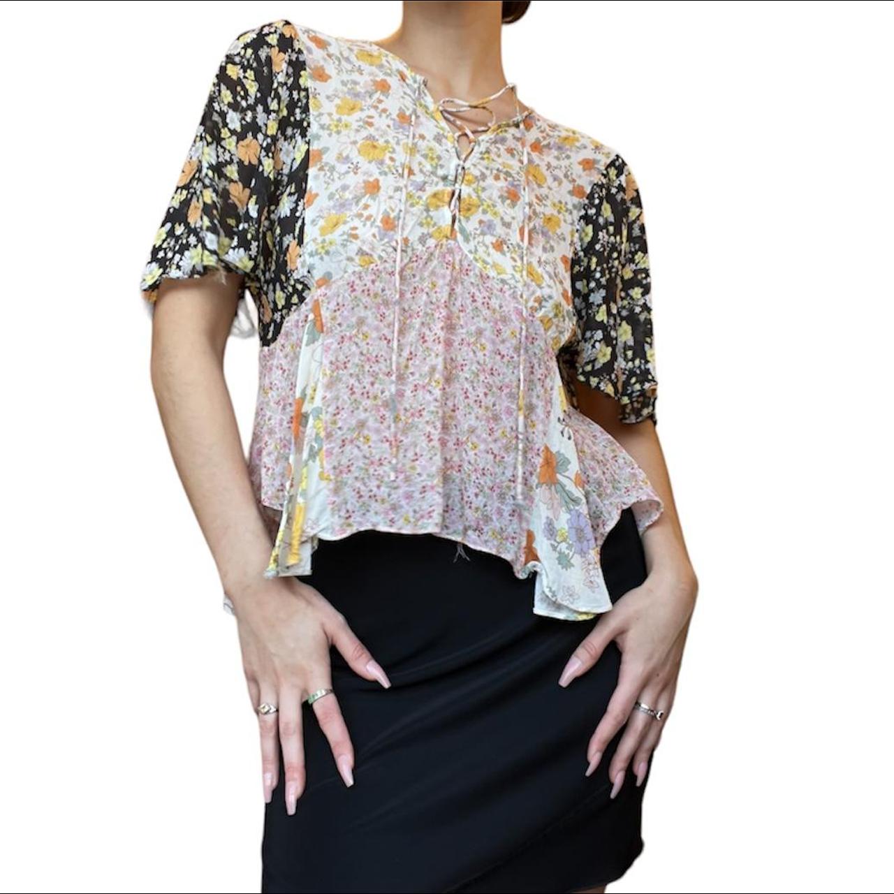 zara yellow floral blouse