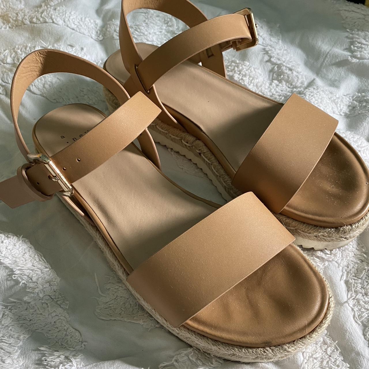 A New Day Women's Tan and White Sandals | Depop