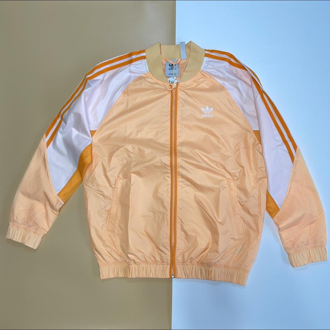 Adidas Men's Orange and White Jacket Depop
