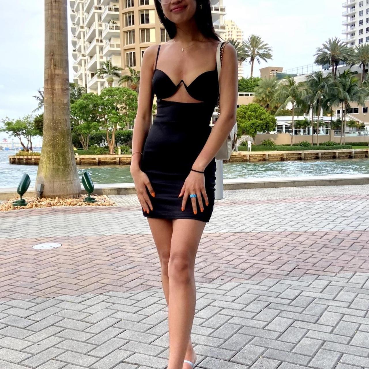 oh polly underwire black satin mini dress! worn