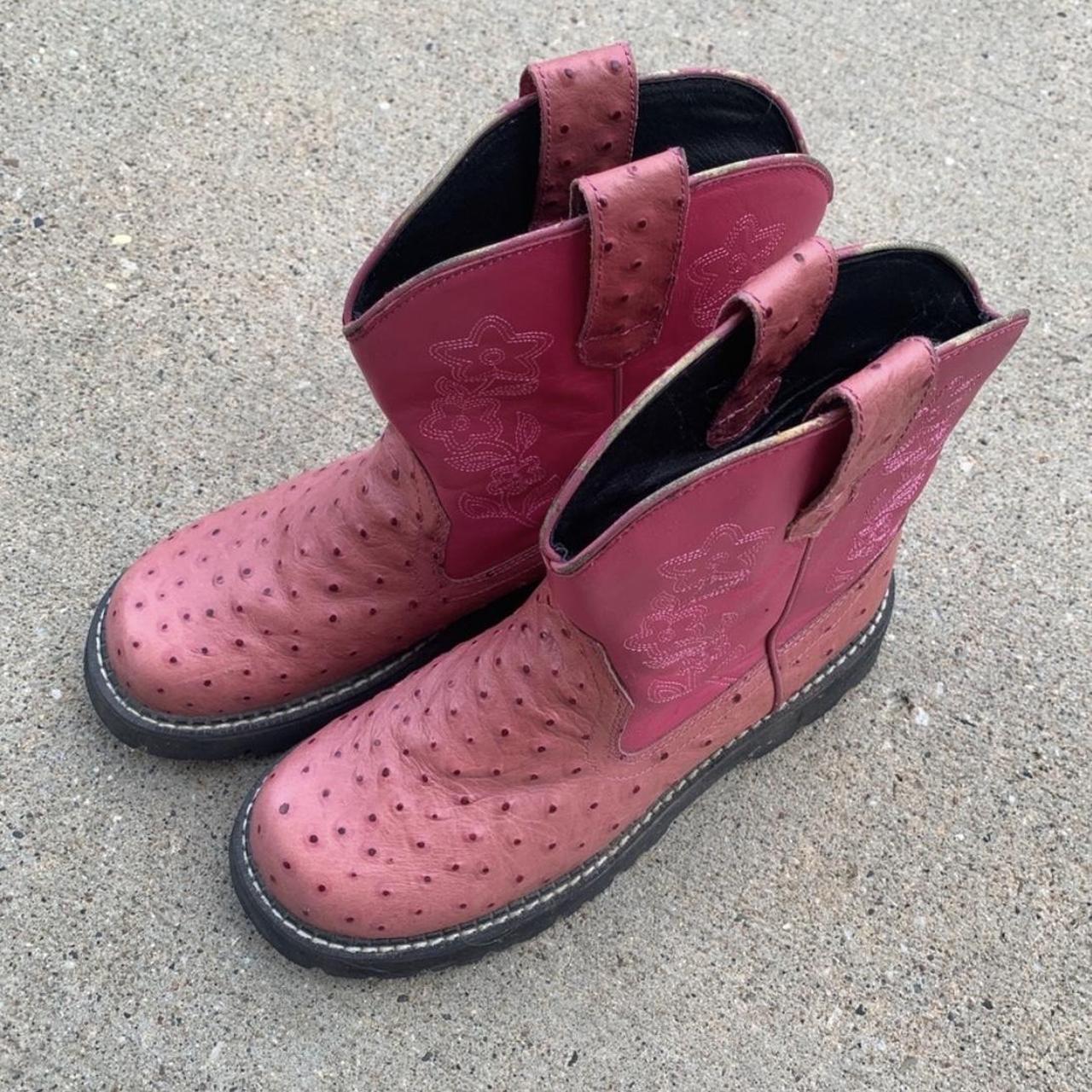 Pink Roper Cowboy Boots with Ostrich Style True to... - Depop
