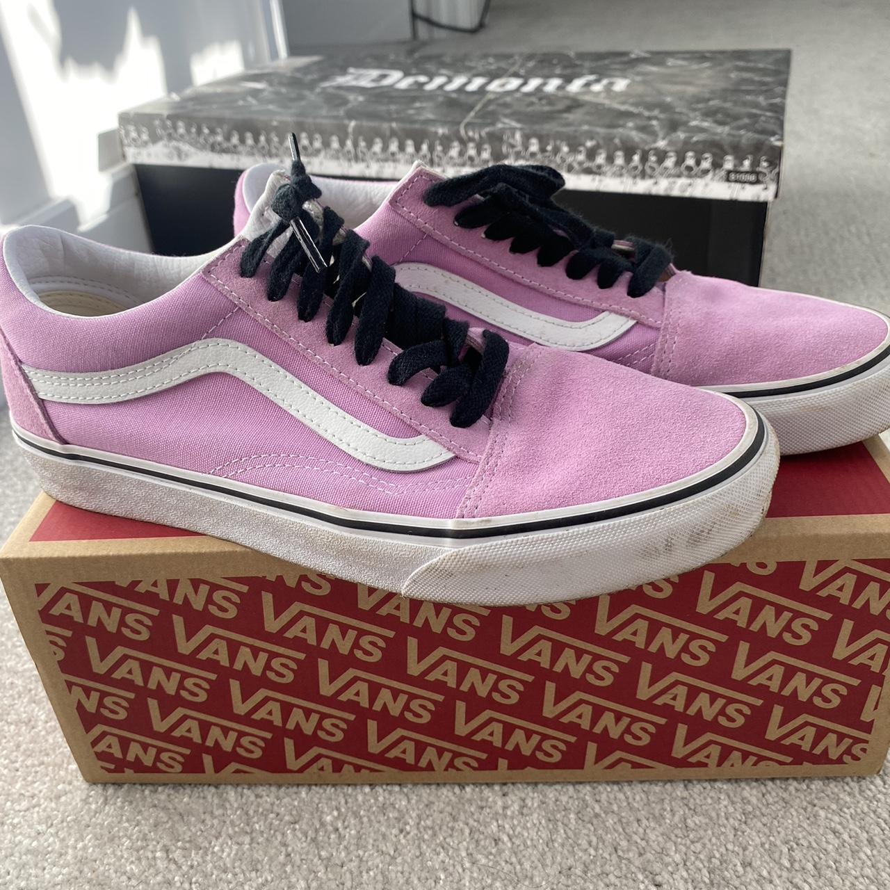 Vans old skool pink shoes, I have changed the laces... - Depop