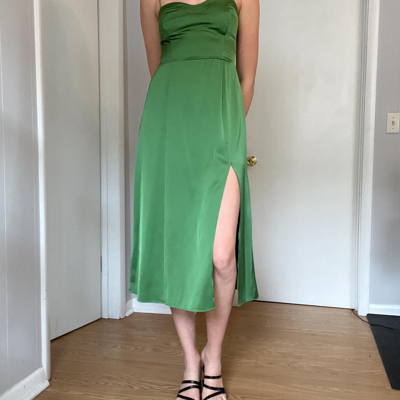 Abercrombie And Fitch Satin High Slit Midi Dress Depop