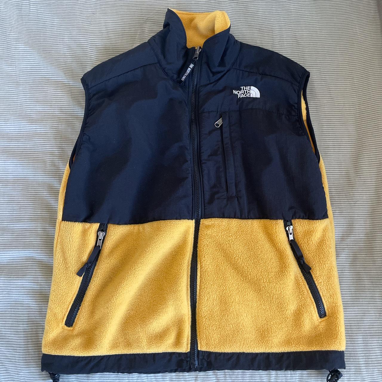 The north face yellow fleece vest Size medium... - Depop