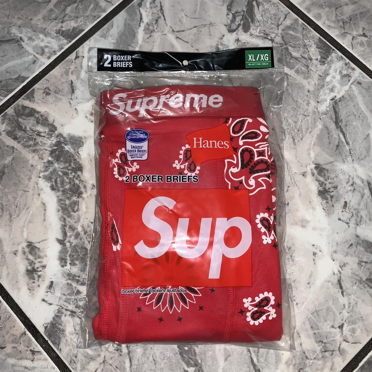 Supreme Hans Red Bandana Boxer Briefs Condition:... - Depop