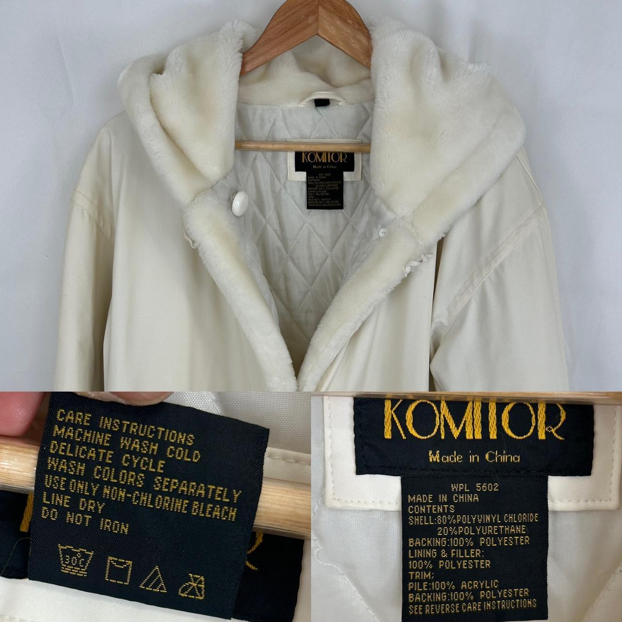 Vintage Komitor White Quilted Long Trench Coat Rain...