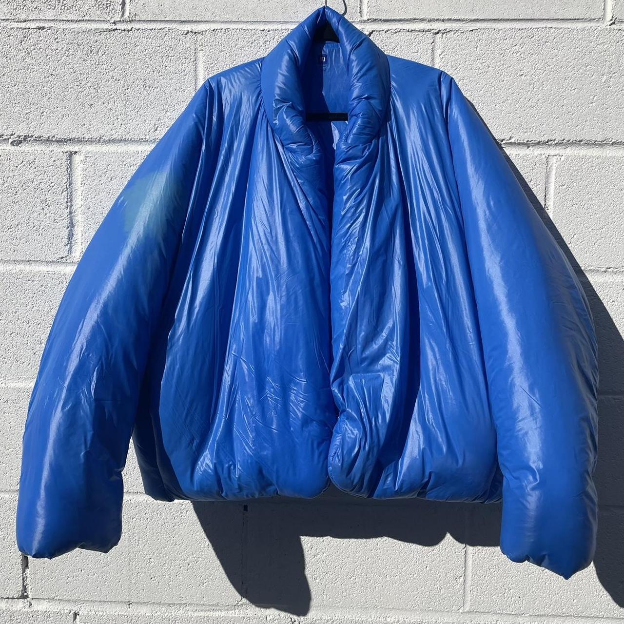 YZY GAP Blue Round Jacket Puffer Size: Large Minor... - Depop