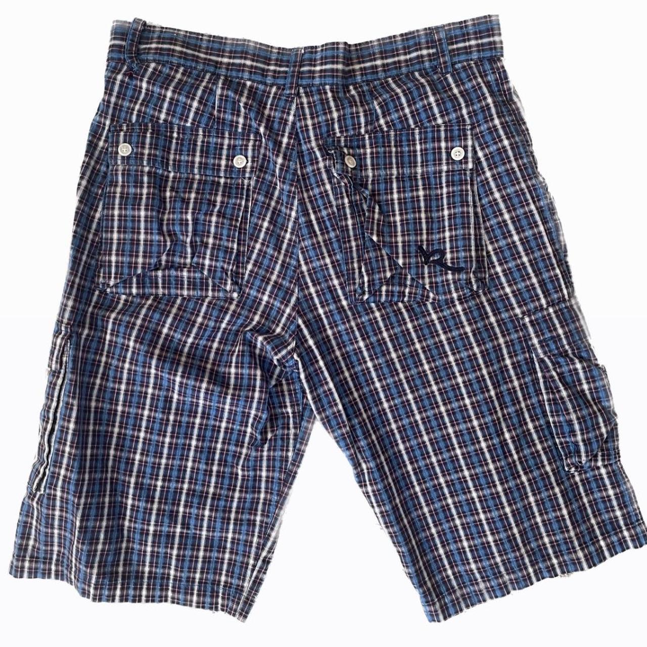 Rica wear Plaid Cargo Shorts (Blue/Red) Size... - Depop