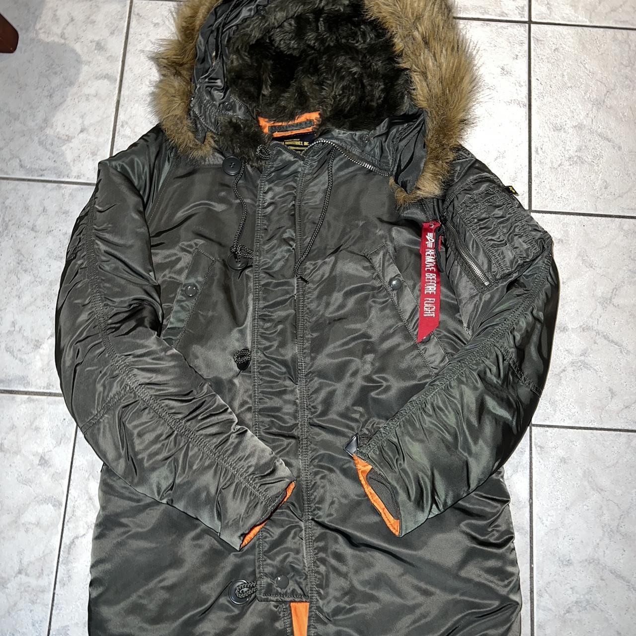 Alpha Industries Men's Grey and Orange Jacket Depop