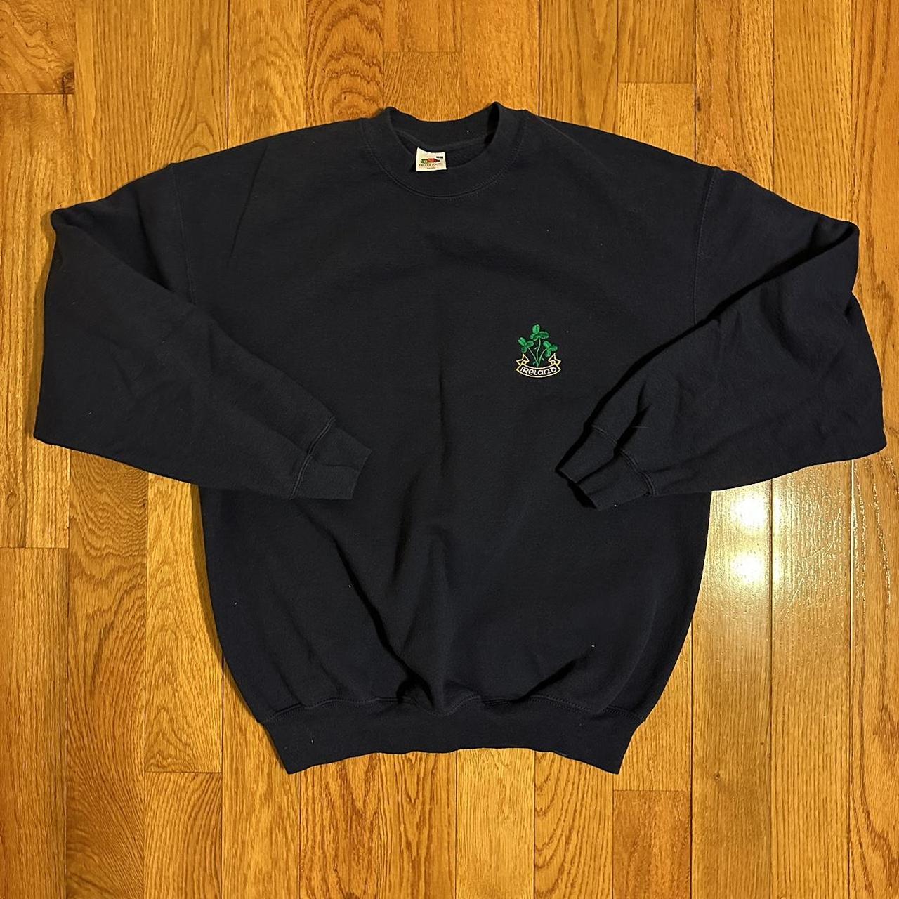 Vintage 90s Navy Blue Ireland Embroidered Crewneck... - Depop