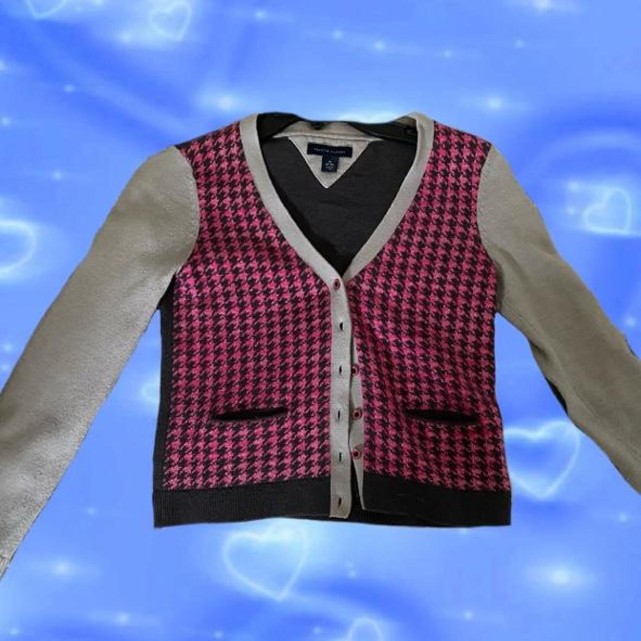 Tommy Hilfiger Women's Pink and Black Cardigan Depop