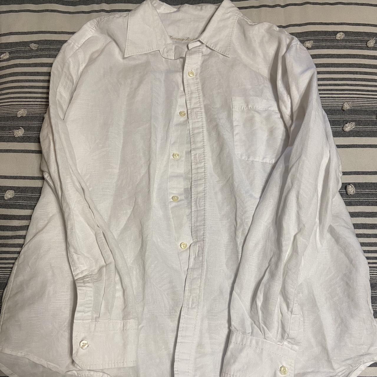 Tommy Bahama white linen button down!! Size L... - Depop