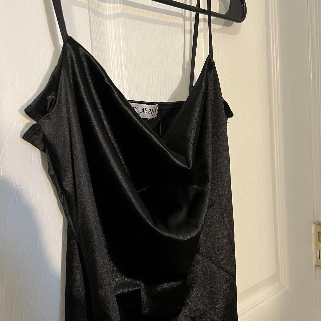 Black Cowl Neck Satin Dress, Never Worn! - Depop