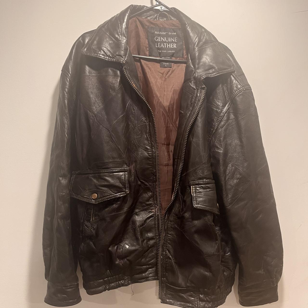 90s Vintage men's L patchwork leather Depop