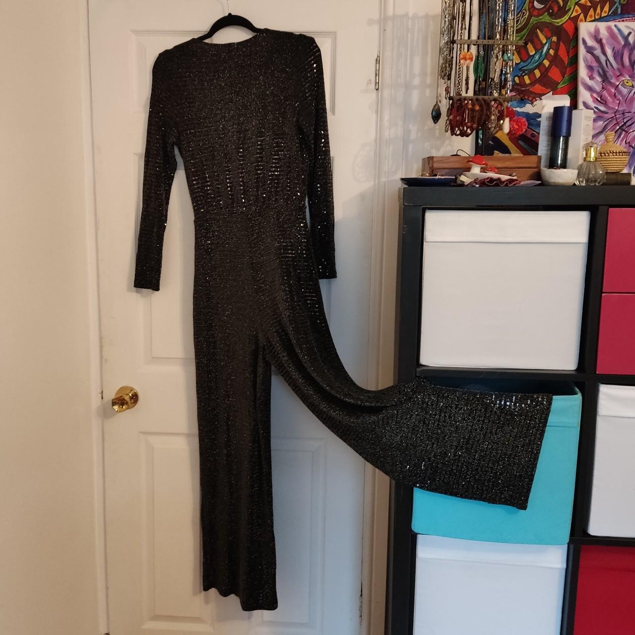 Silver Sequin Glitter Wide Leg Jumpsuit Depop