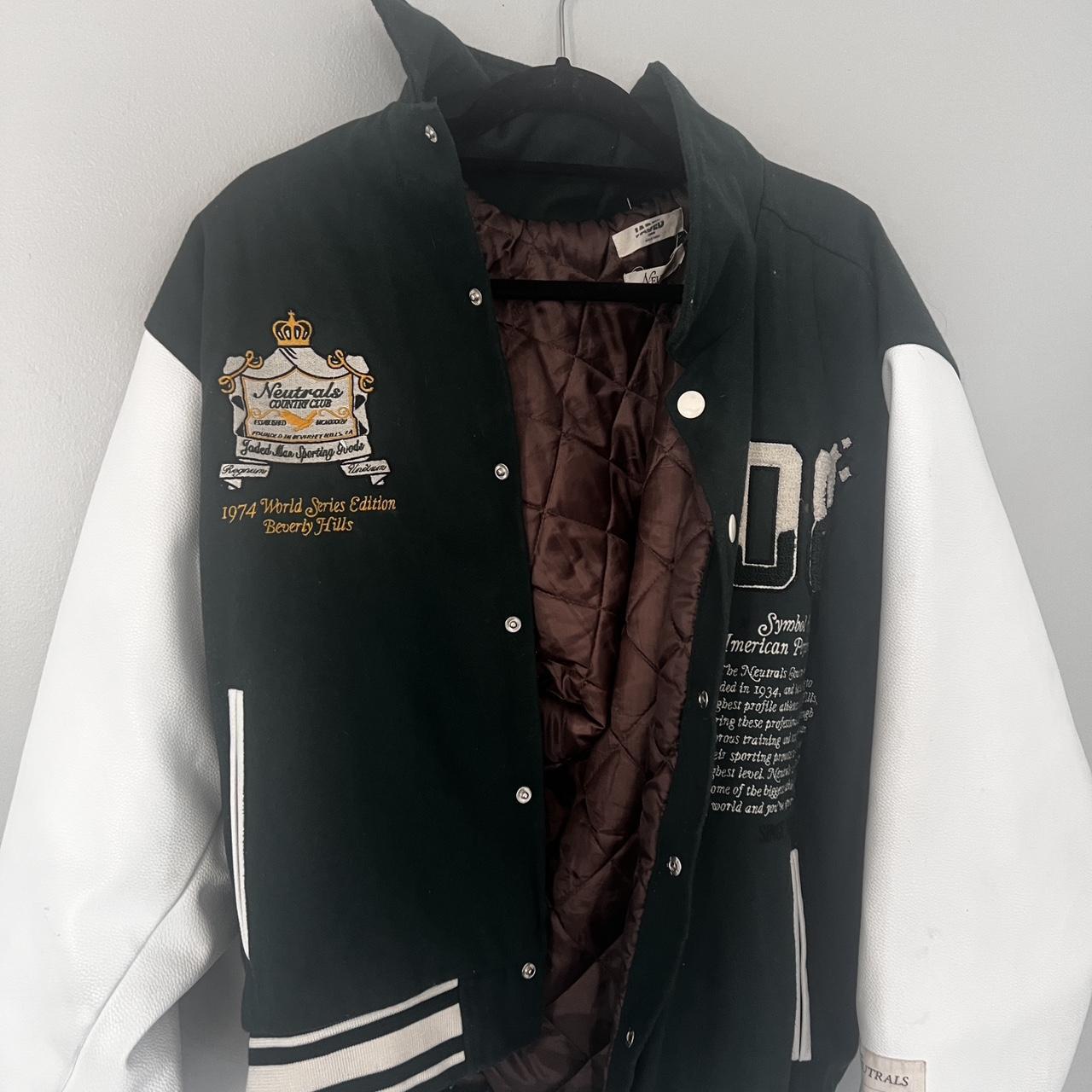 Jaded London Neutrals Varsity Jacket NEVER... Depop