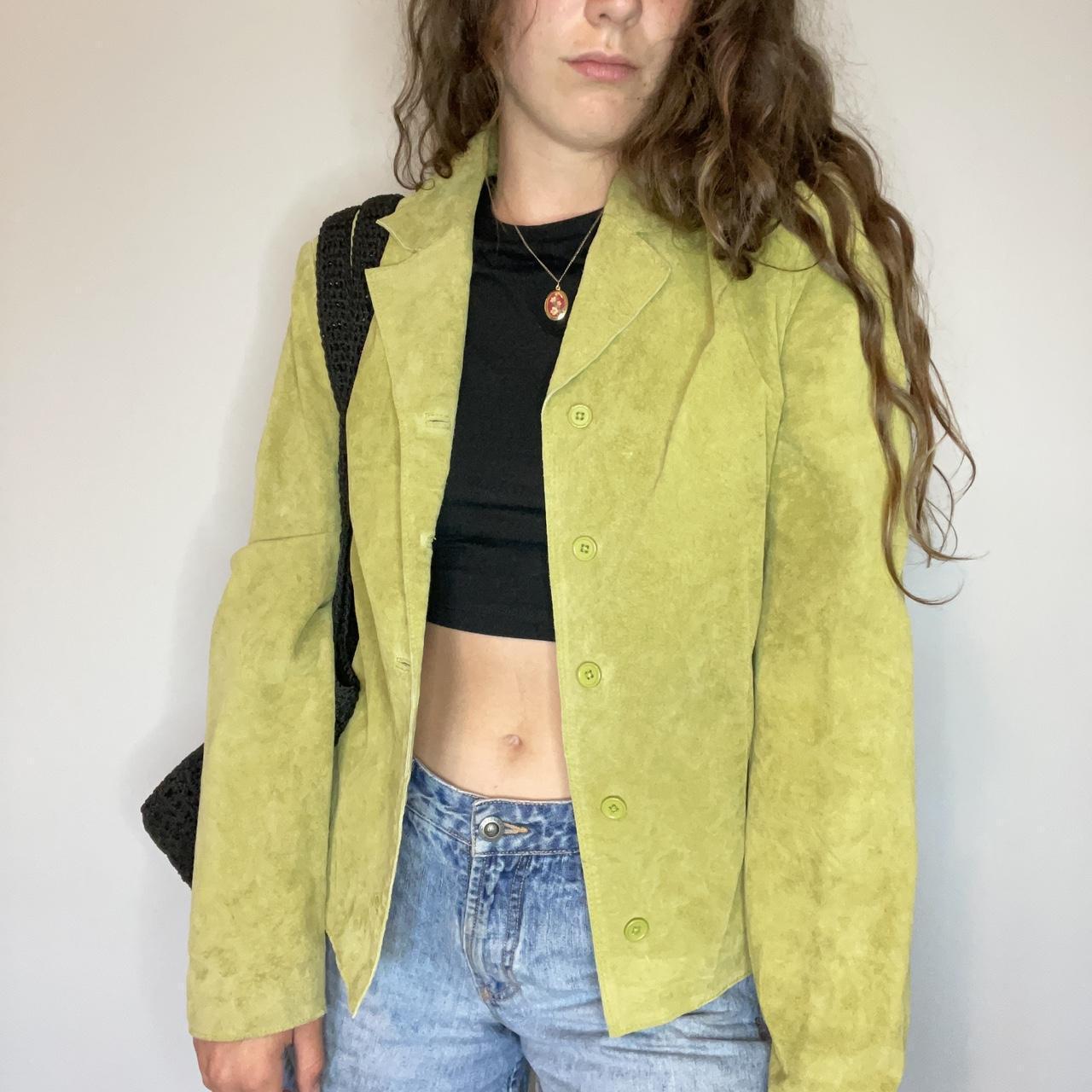 Insane lime green suede jacket! Size 6. Women’s... - Depop