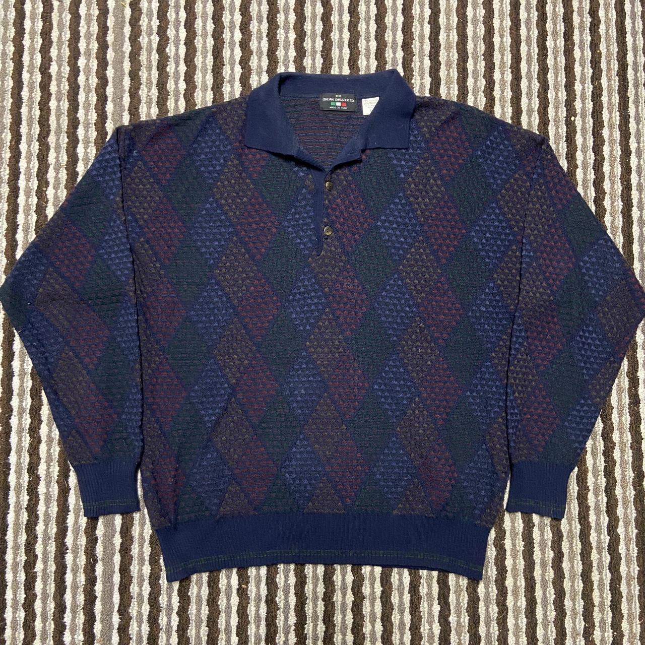 Vintage Italian Wool Multicolored Sweater Size... - Depop
