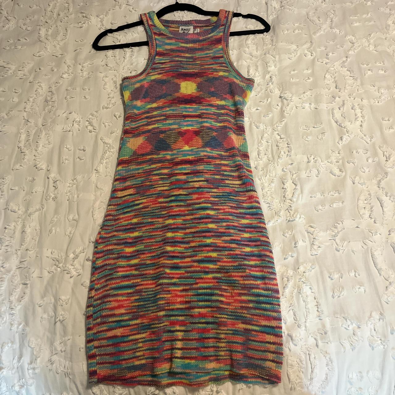 Rainbow knit dress with a stretchy fit Princess... - Depop