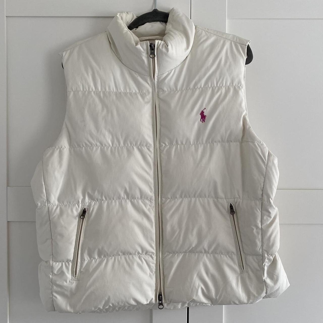 Polo Ralph Lauren Women's Pink and Cream Gilet Depop