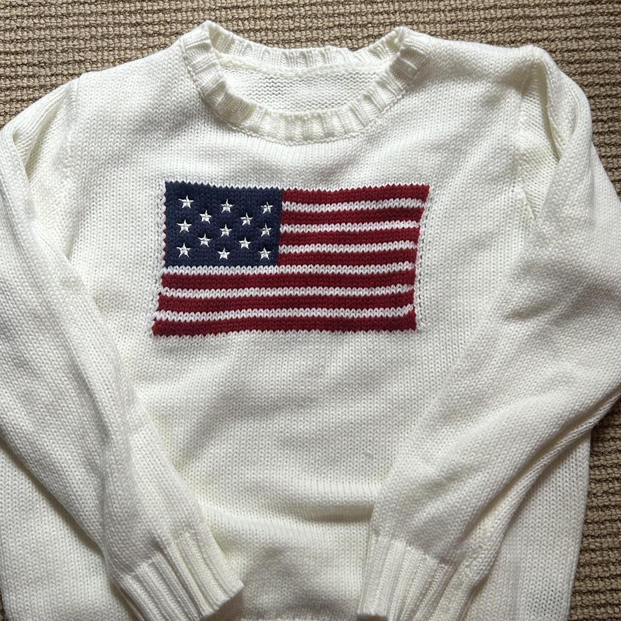 Vintage American flag knit sweater Brand is Six - Depop