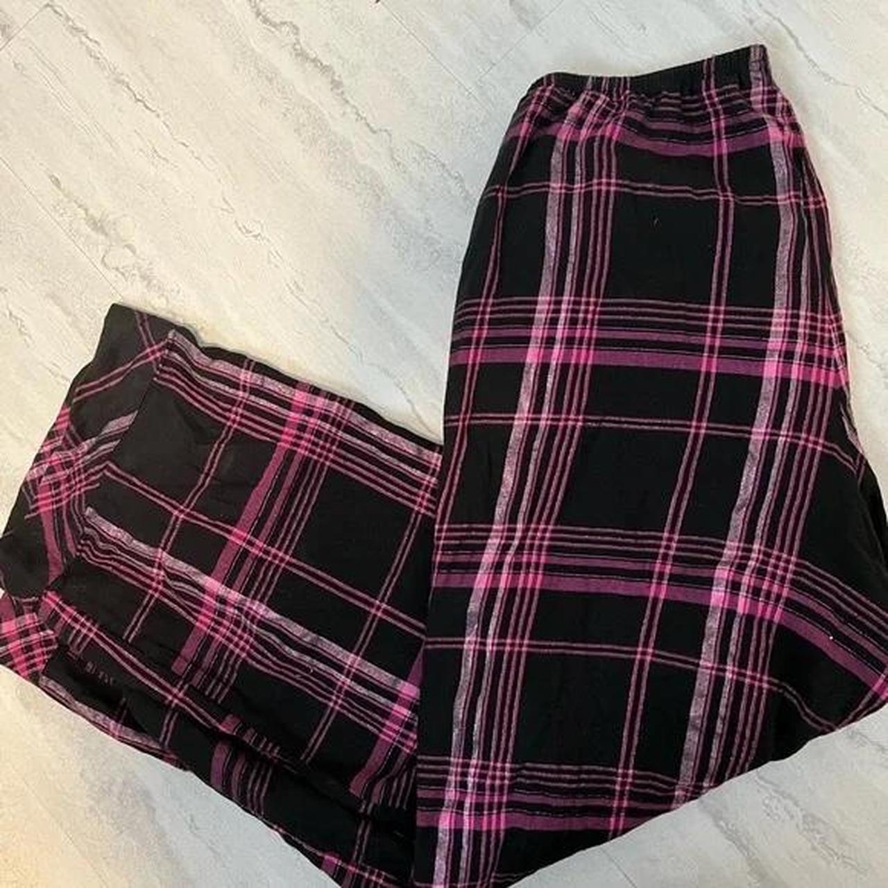 Victoria Secret Pink Black Plaid Lightweight Flannel PJ Shimmer