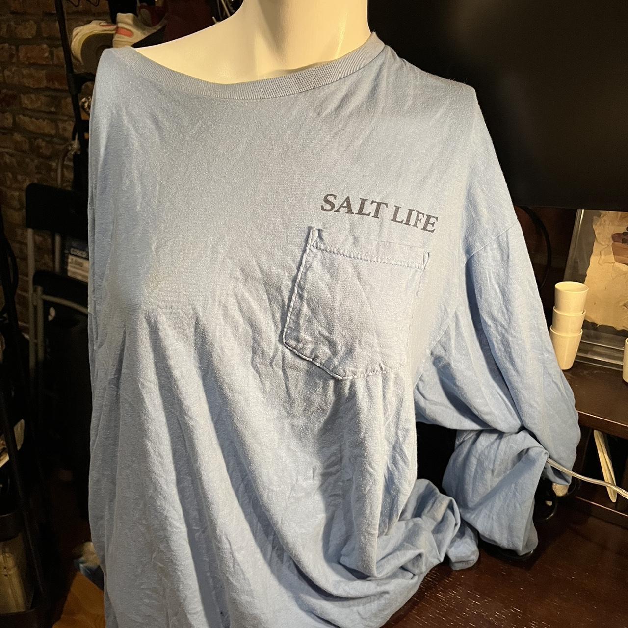 2xl mens salt life tshirt. blue and comfy and rly... - Depop