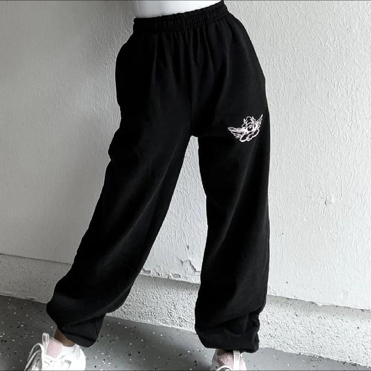 Urban Outfitters Women's Black and Pink Joggerstracksuits Depop