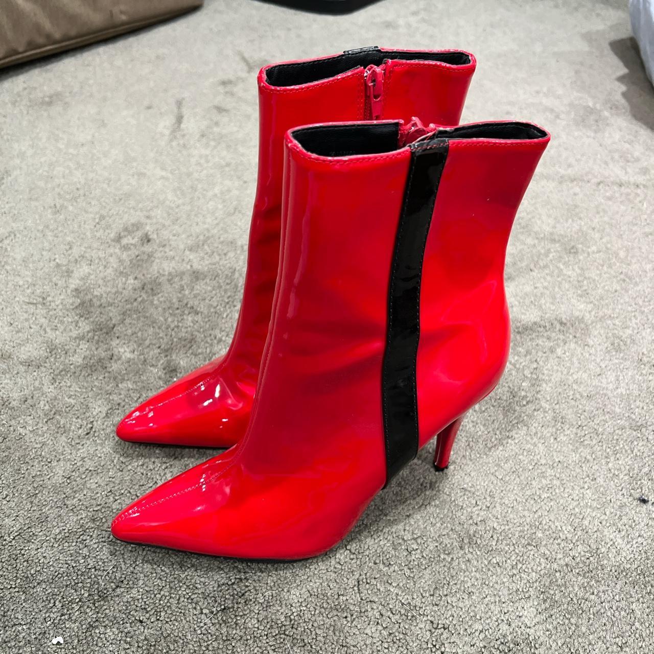 Forever 21 Women's Red and Black Boots | Depop
