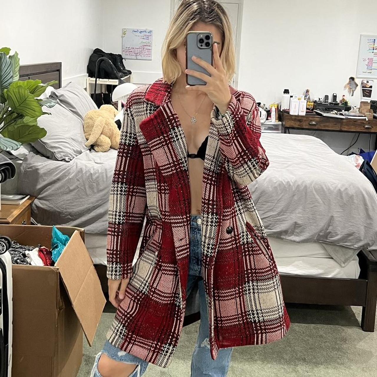 Bershka 2024 plaid coat