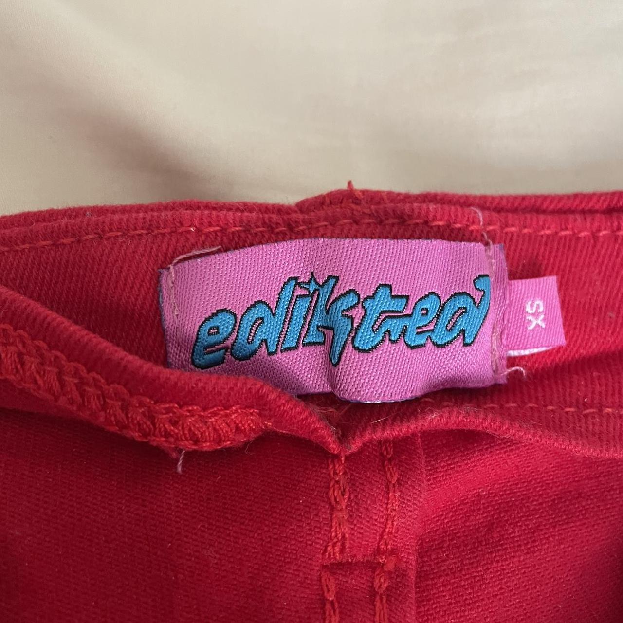 #edikted red engine flare pants. size XS. worn once!... - Depop