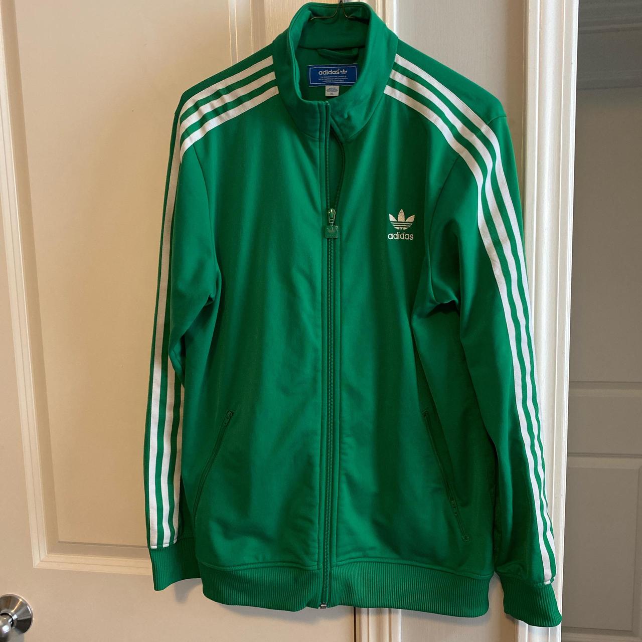 Adidas green zip up jacket best sale