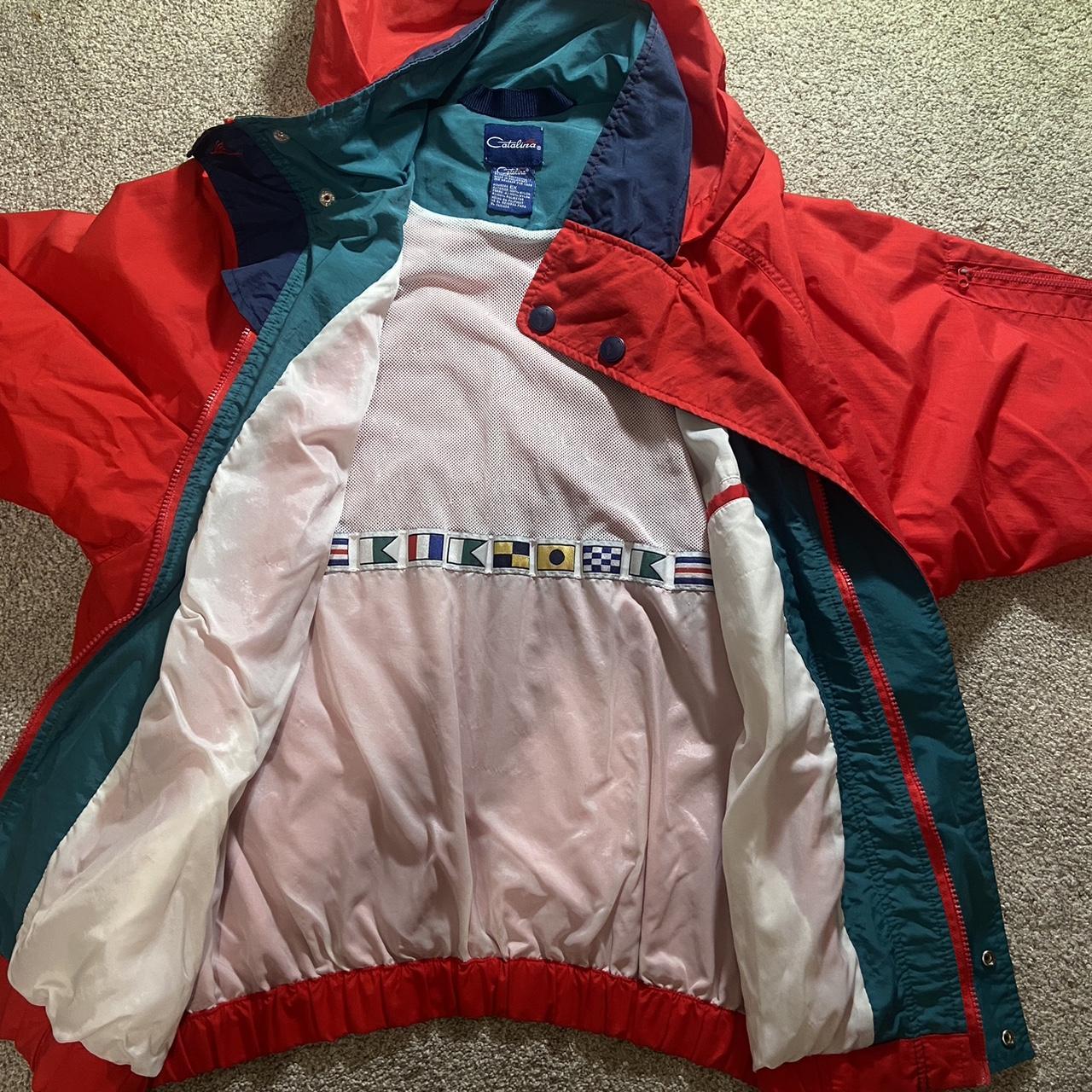 Men's Red and Green Jacket Depop
